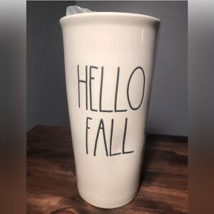 Rae Dunn HELLO FALL Mug Coffee/Tea Tumbler New Fall Collection Exclusive/W Lid